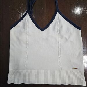 Tommy Hilfiger White and Navy Cable Knit Camisole